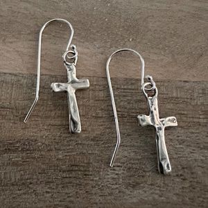 Sterling Cast Cross Earrings